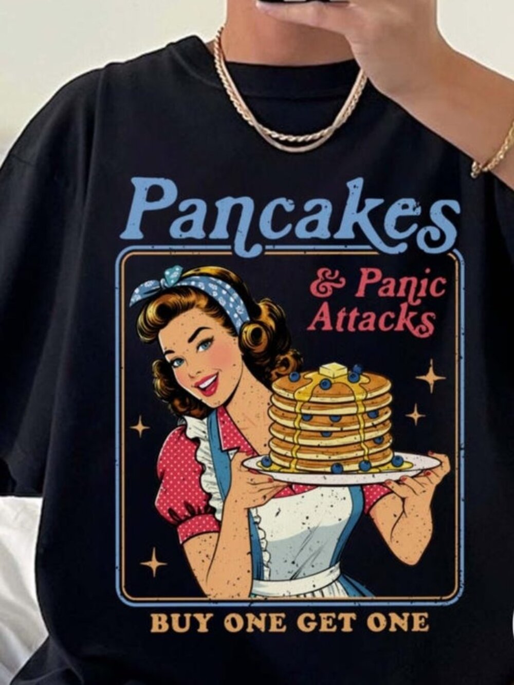 Pancakes & Panic Attacks T-shirt, Sarcastic Anxiety Tee